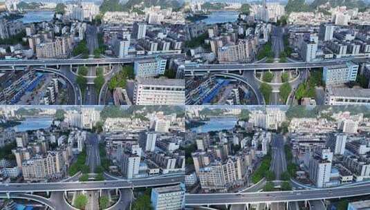 广西柳州飞蛾立交桥城市交通航拍高清在线视频素材下载