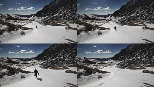 冬天的山地旅行者（2剪辑）高清在线视频素材下载