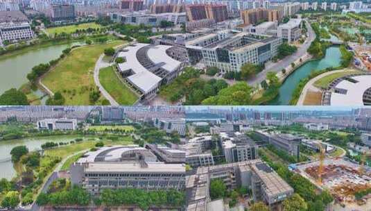 中南大学新校区校园风景航拍湖南长沙岳麓区高清在线视频素材下载