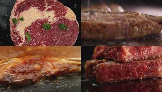 牛肉奥牛牛排煎制美食西餐高清在线视频素材下载