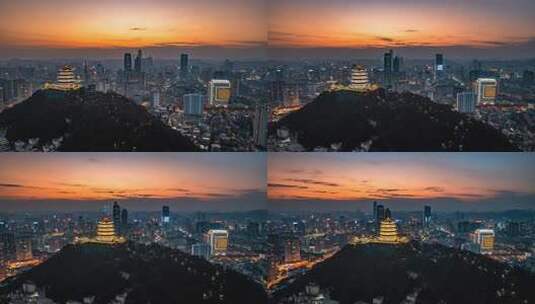 4k贵州贵阳东山寺延时魔术时间蓝调日转夜高清在线视频素材下载