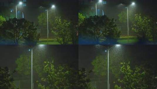 雨夜路灯下的雨景高清在线视频素材下载