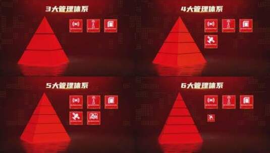 红色立体金字塔层级分类模块15高清AE视频素材下载