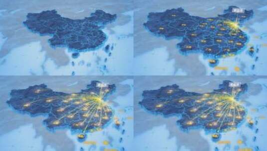 潍坊市安丘市辐射全国网络地图ae模板高清AE视频素材下载