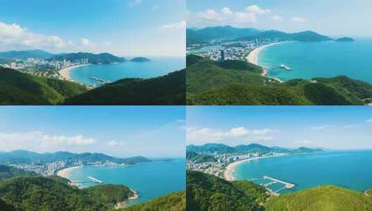 山海间的海滨城市全景高清在线视频素材下载