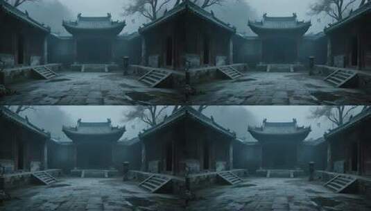 古庭院 古宅 古代院子 院子 院落 破庙高清在线视频素材下载