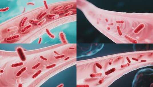 血管内细菌微观场景高清在线视频素材下载