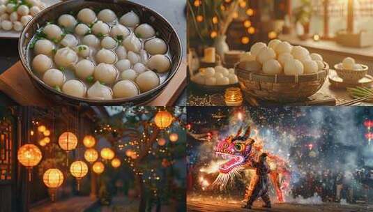 碗装汤圆特写元宵节合集高清在线视频素材下载