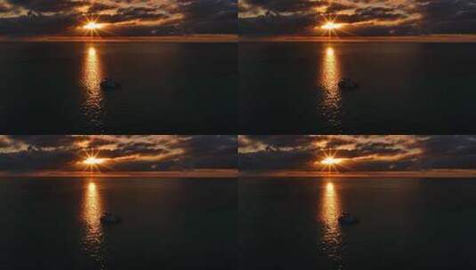 金色大海日出日落唯美大自然航拍高清在线视频素材下载