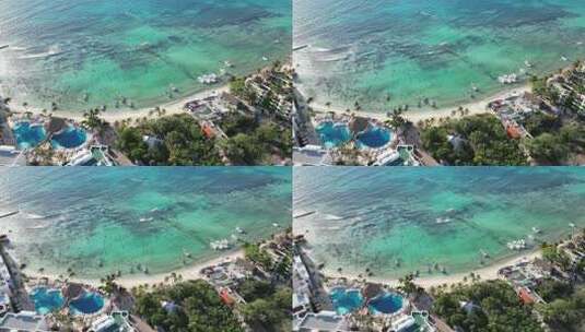 普拉亚德尔卡曼充满活力的海岸线鸟瞰图高清在线视频素材下载