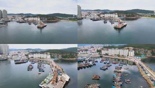 5A风景区大连老虎滩渔人码头航拍合集4K高清在线视频素材下载