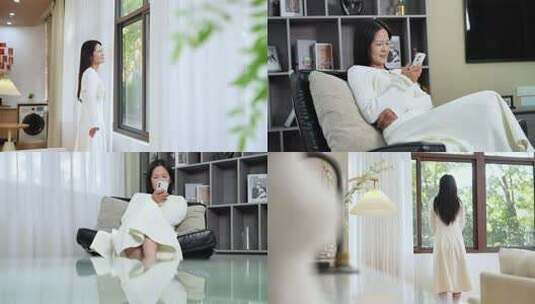 女生悠闲清新舒适惬意看窗外高清在线视频素材下载