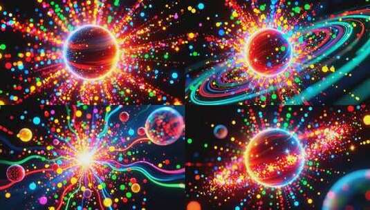 多彩绽放光感粒子合集4K-1高清在线视频素材下载