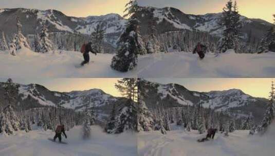 男人，雪，单板滑雪，极限运动高清在线视频素材下载