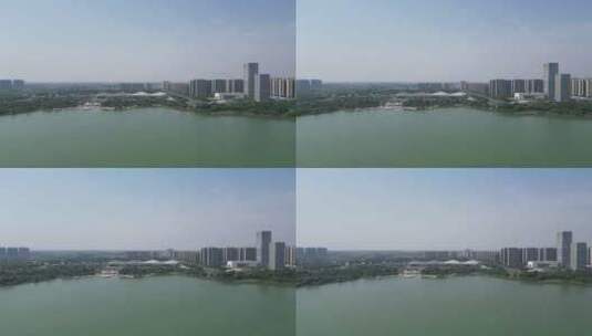 河南商丘市日月湖景区航拍高清在线视频素材下载