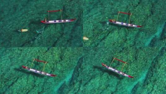 航拍推镜头人在划船高清在线视频素材下载