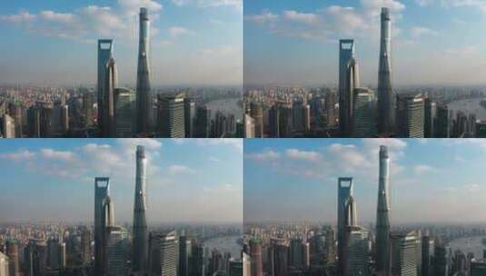 上海陆家嘴城市风光建筑群4K航拍高清在线视频素材下载
