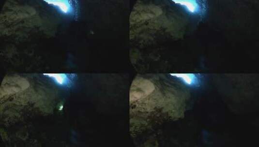 潜水员探索水下洞穴高清在线视频素材下载