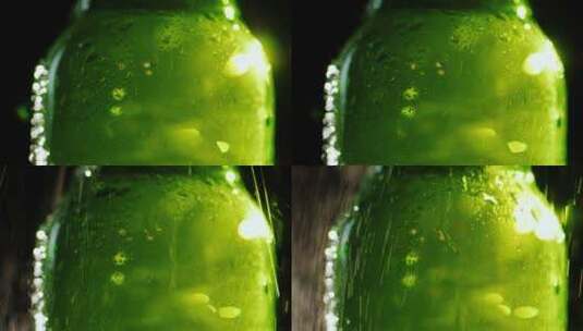 玻璃瓶上流下水珠的的特写高清在线视频素材下载