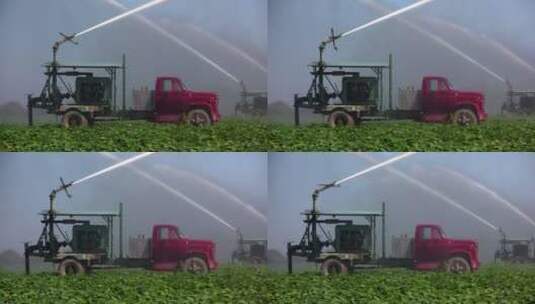 卡车的灌溉系统灌溉农田高清在线视频素材下载