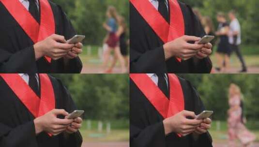 毕业生使用智能手机高清在线视频素材下载
