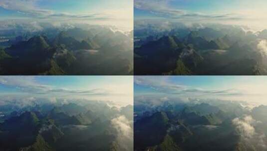 广西喀斯特山脉云海航拍高清在线视频素材下载