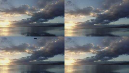 航拍清晨宁静的青海湖湖面高清在线视频素材下载