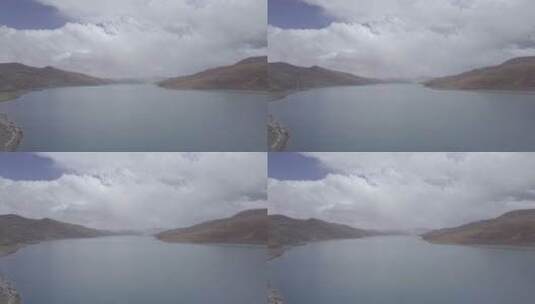 西藏三大圣湖之一羊卓雍措内陆湖羊湖航拍高清在线视频素材下载