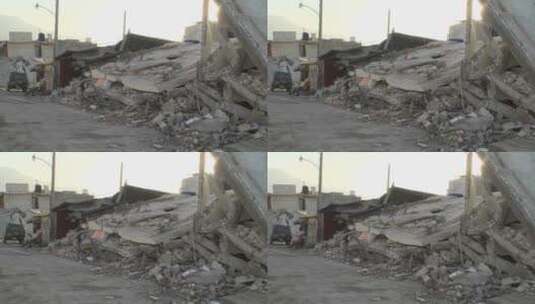 地震后的房屋废墟高清在线视频素材下载