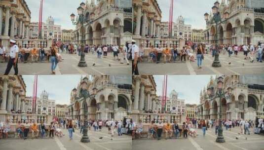 威尼斯圣马克教堂街景高清在线视频素材下载