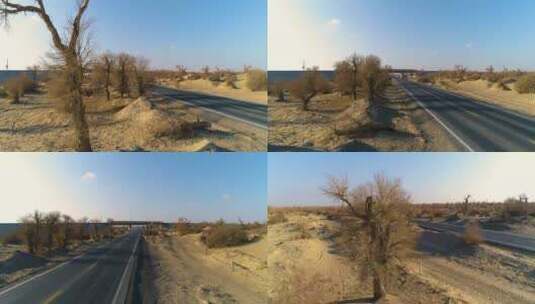 新疆塔克拉玛干沙漠公路旅行高清在线视频素材下载