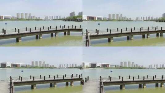 美丽湖畔空镜头，小桥流水高清在线视频素材下载