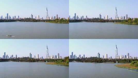 航拍中国南京市中心大厦高清在线视频素材下载