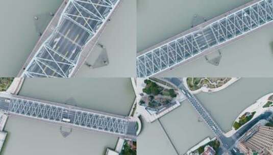 外百渡桥俯拍高清在线视频素材下载