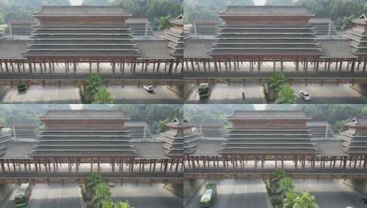 航拍贵州侗族少数民族风雨桥高清在线视频素材下载