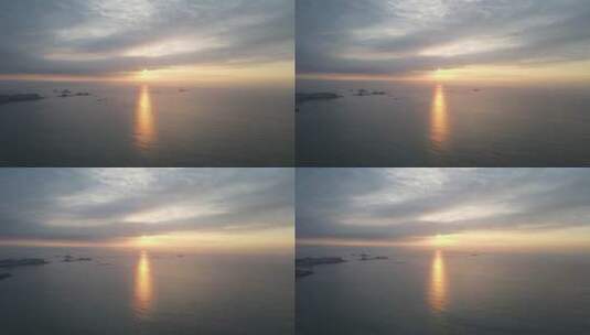 航拍 湄洲岛 海上 日出 彩霞高清在线视频素材下载