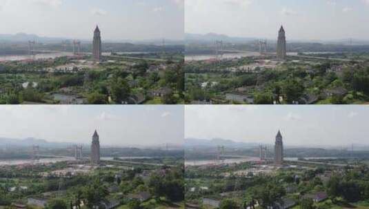 江西 赣州 和谐 钟楼 地标 建筑 航拍高清在线视频素材下载