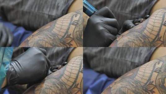 纹身艺术家填写纹身高清在线视频素材下载