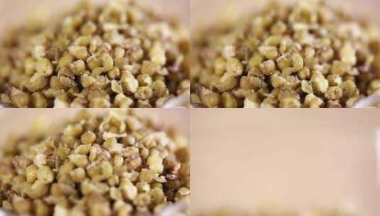 【镜头合集】把绿豆过筛碾碎筛出绿豆沙高清在线视频素材下载