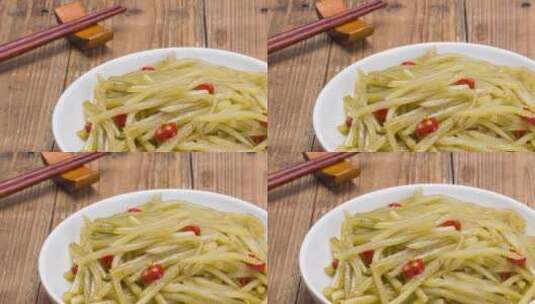炒土豆丝菜品美食4k平移镜头高清在线视频素材下载