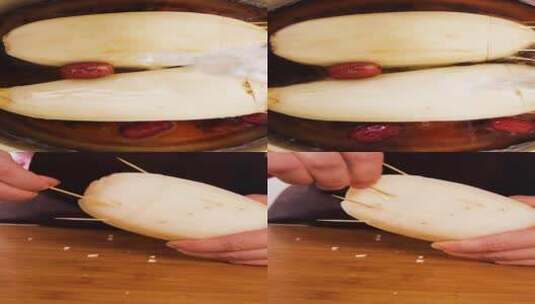 红糖糯米藕制作高清在线视频素材下载