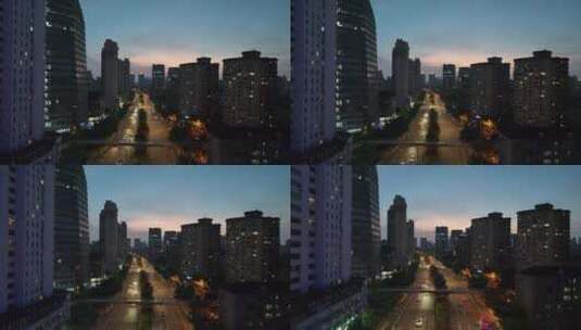 上海虹桥路夜景航拍高清在线视频素材下载