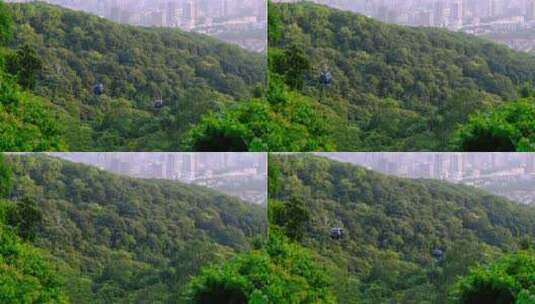 广州白云山绿色山林与索道缆车高清在线视频素材下载