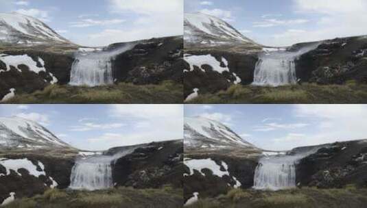 冰冷的瀑布在岩石上翻滚高清在线视频素材下载