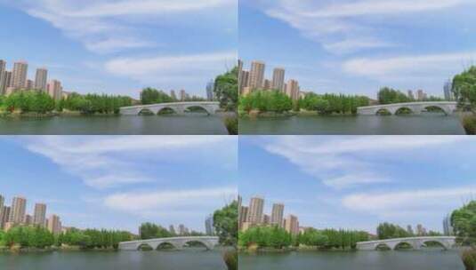 枣庄市中心城市公园及周边的建筑高清在线视频素材下载