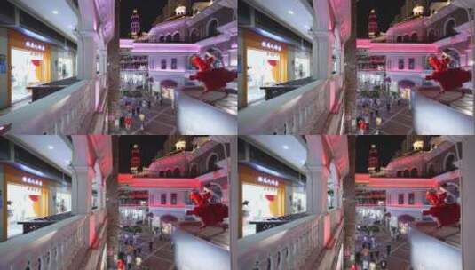 武汉洪山区世界城光谷步行街夜景高清在线视频素材下载