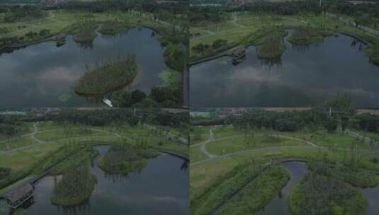 4K成都锦江区三圣乡湿地公园航拍7（直出）高清在线视频素材下载