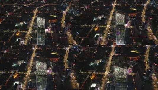 昆明恒隆广场高空夜景运镜高清在线视频素材下载
