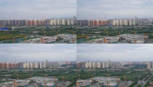 4K航拍西安城市建筑群全景大画幅视角高清在线视频素材下载