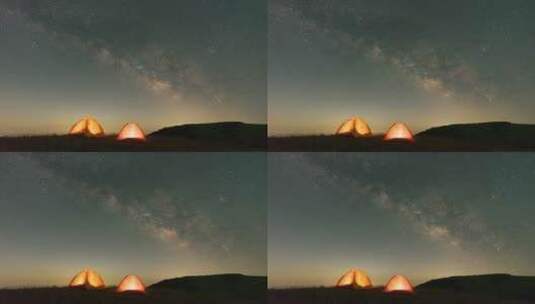 户外帐篷银河延时高清在线视频素材下载